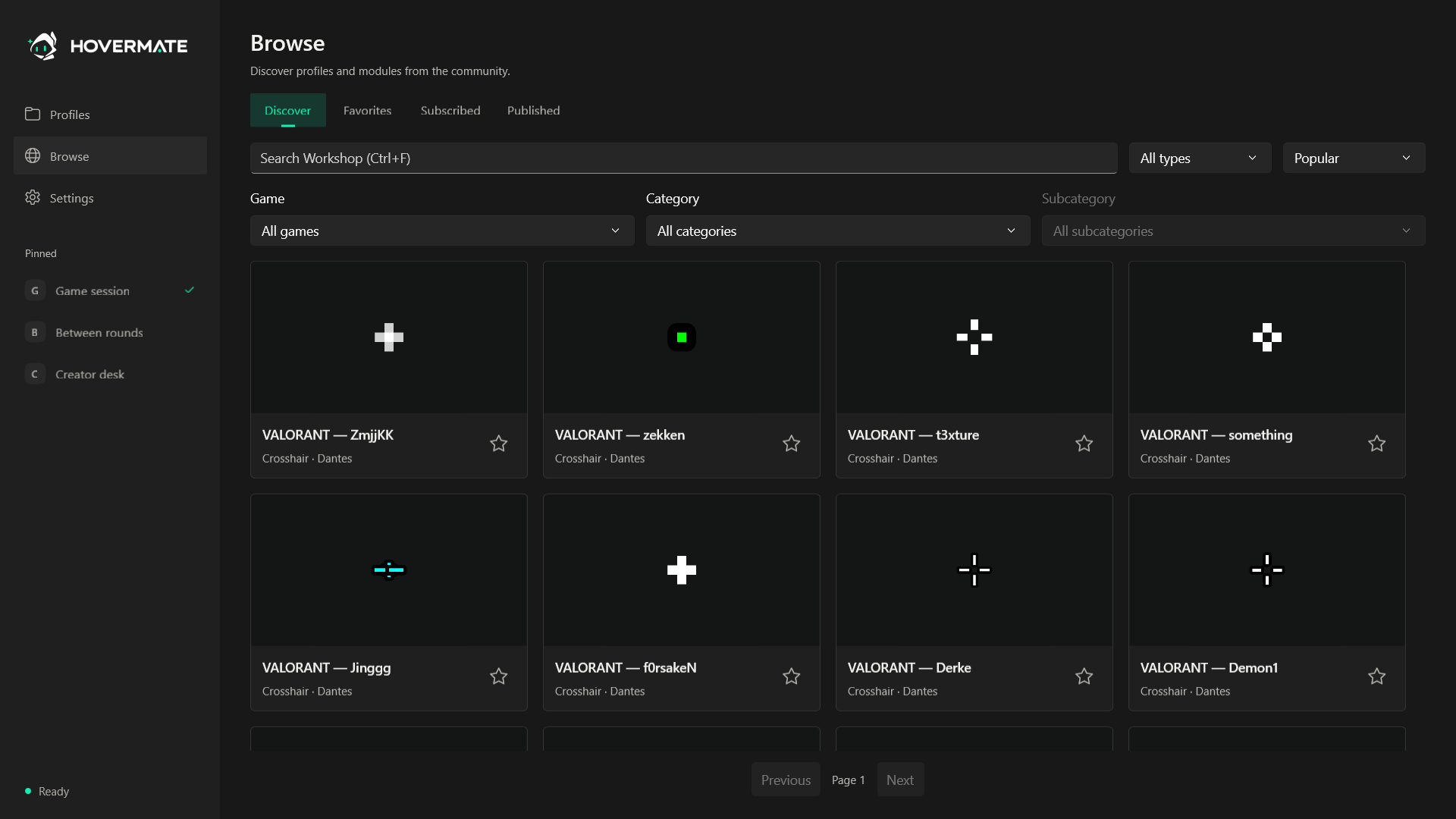 Hovermate Steam Workshop browser with its content filters and item details
